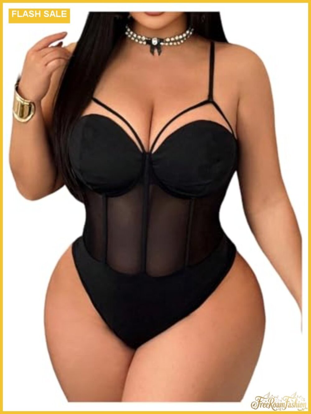 WDIRARA Mesh Sheer Bustier Cami Bodysuit Sleeveless Corset Top